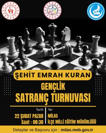 Şehit Emrah Kuran Gençlik Satranç Turnuvası Başvuruları Başladı